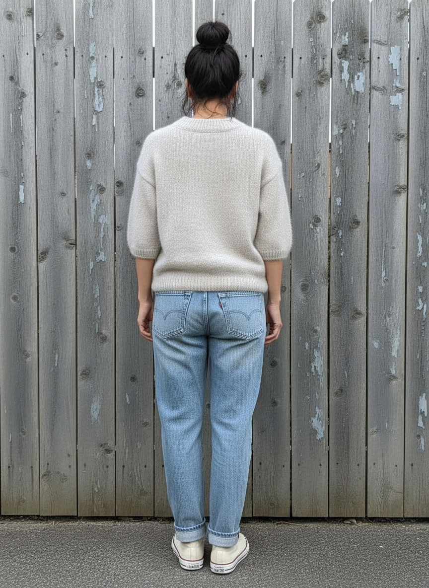 Cream Heather Fuzzy Sweater