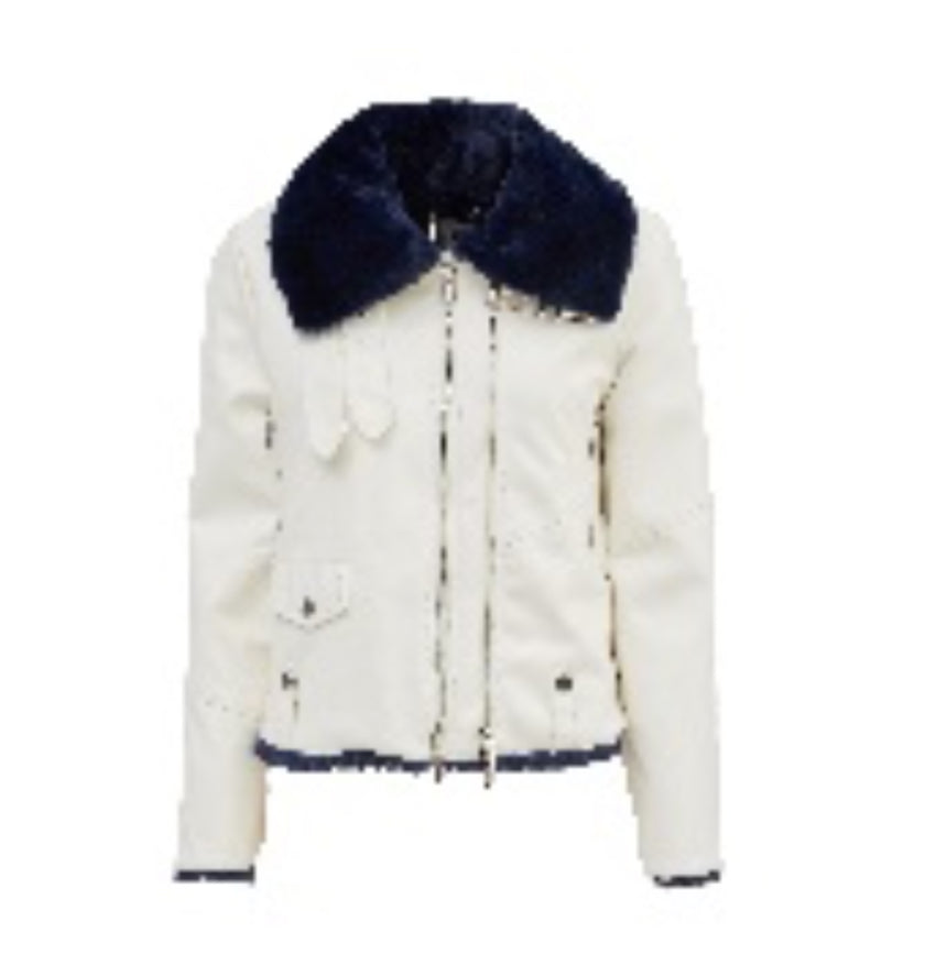 JULIA ALLERT WHITE FAUX LEATHER JACKET