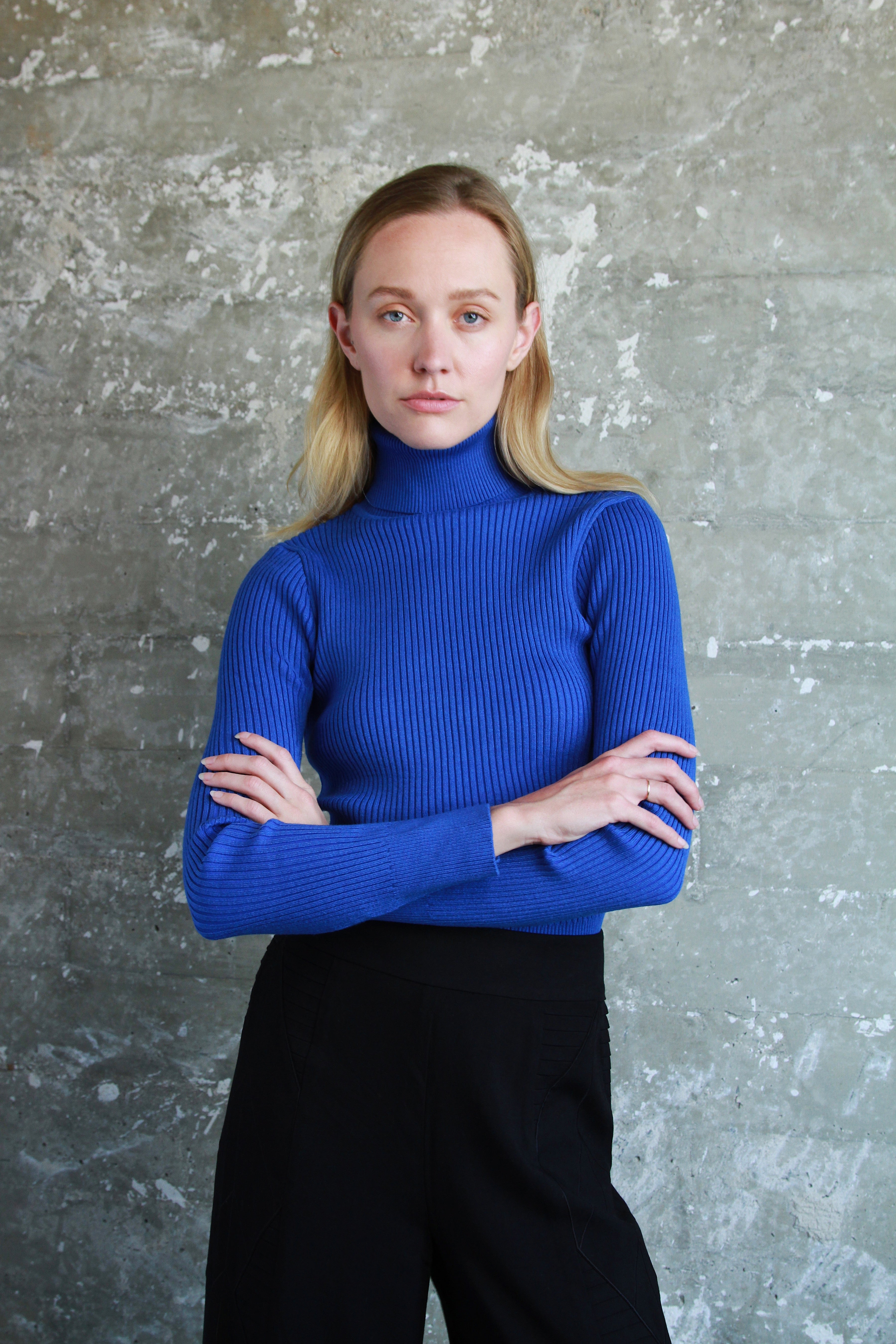 Lily Blue Ribbed Sweater