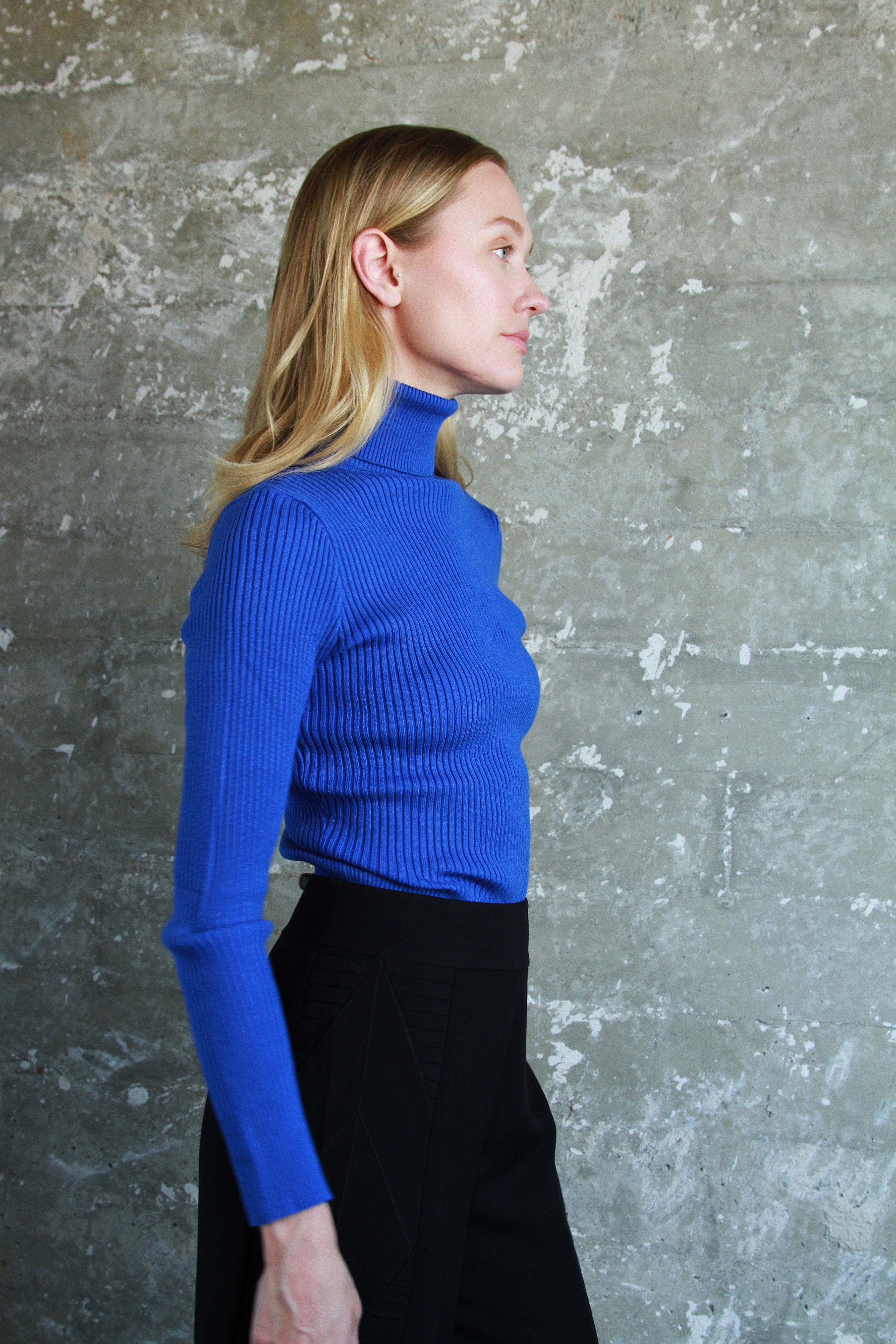 Lily Blue Ribbed Sweater