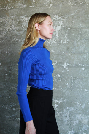 Lily Blue Ribbed Sweater