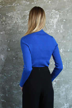 Lily Blue Ribbed Sweater