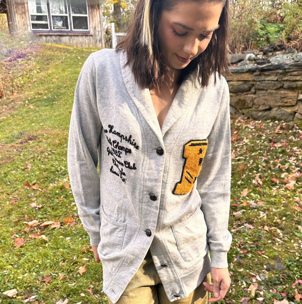 Vintage Grey Letterman Cardigan