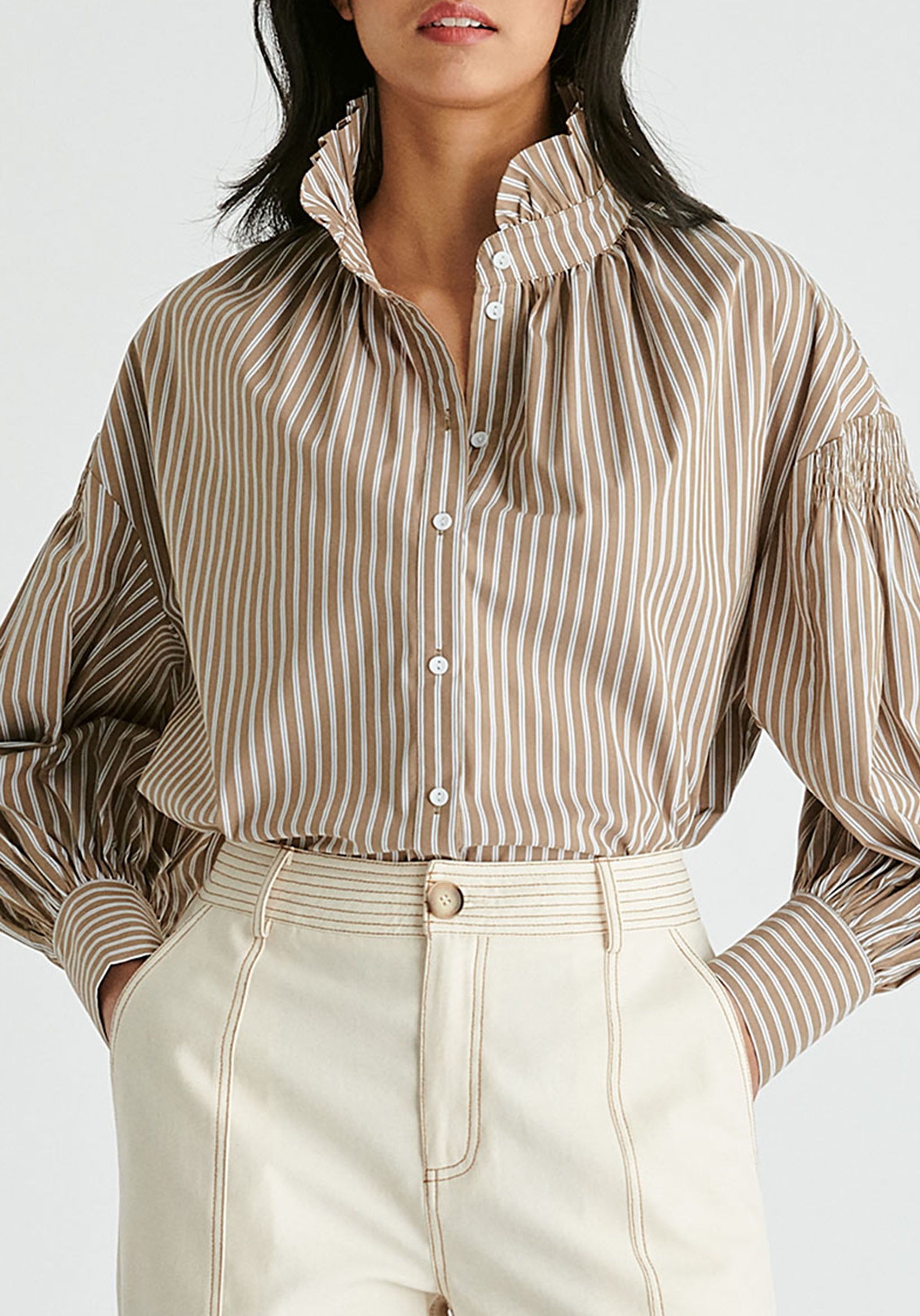 Cream Striped Blouse