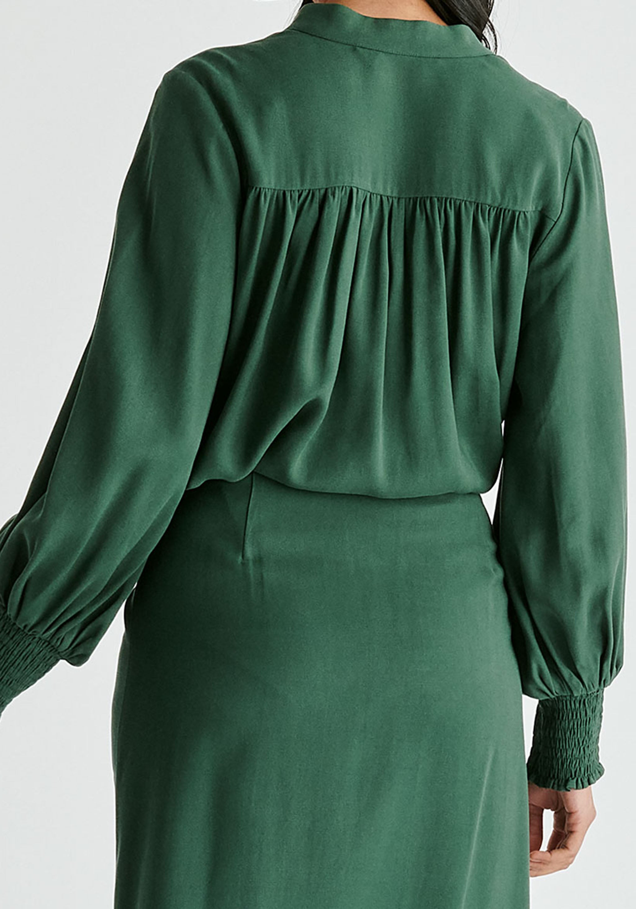 Deep Green V-Neck Blouse