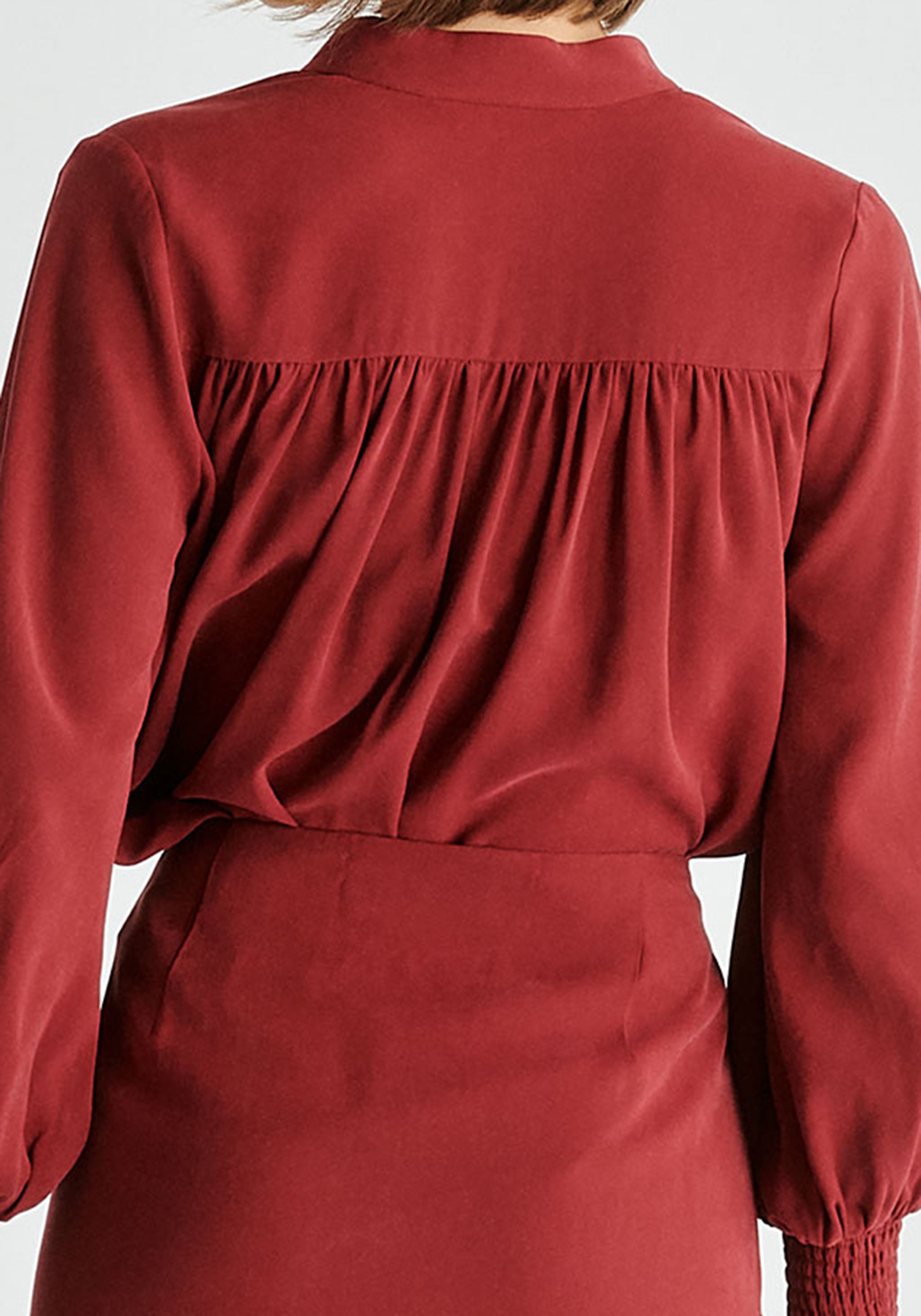 Deep Red V-neck Blouse
