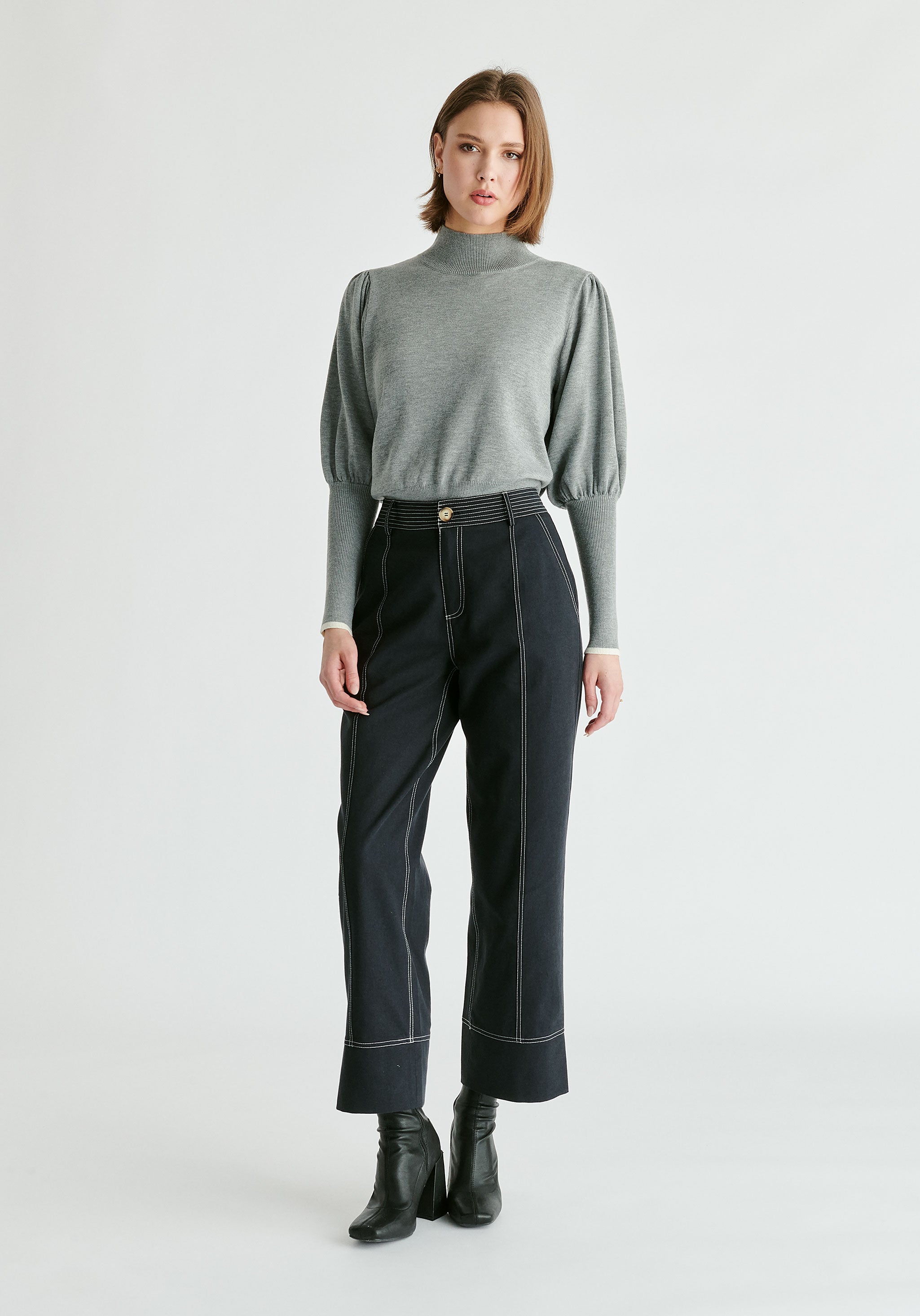 Black Trousers with Contrast Stitching
