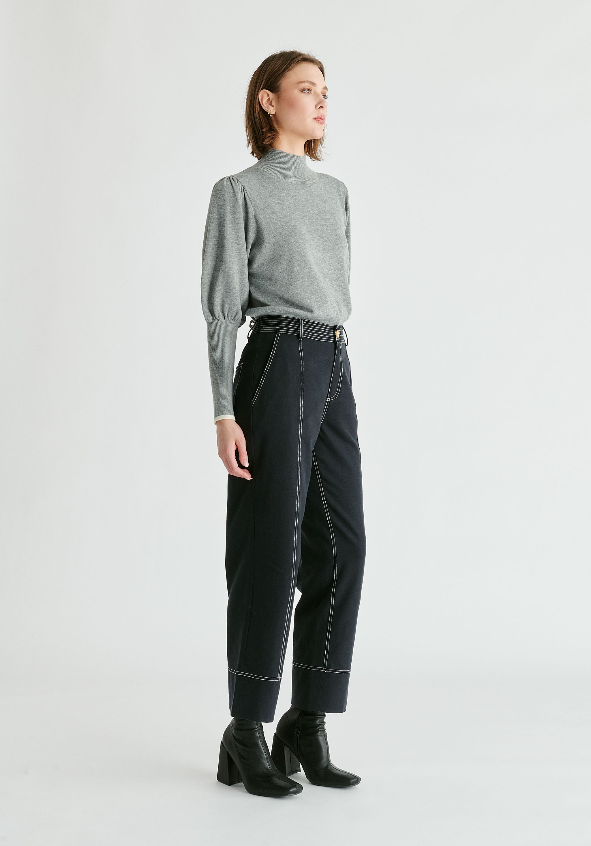 Black Trousers with Contrast Stitching