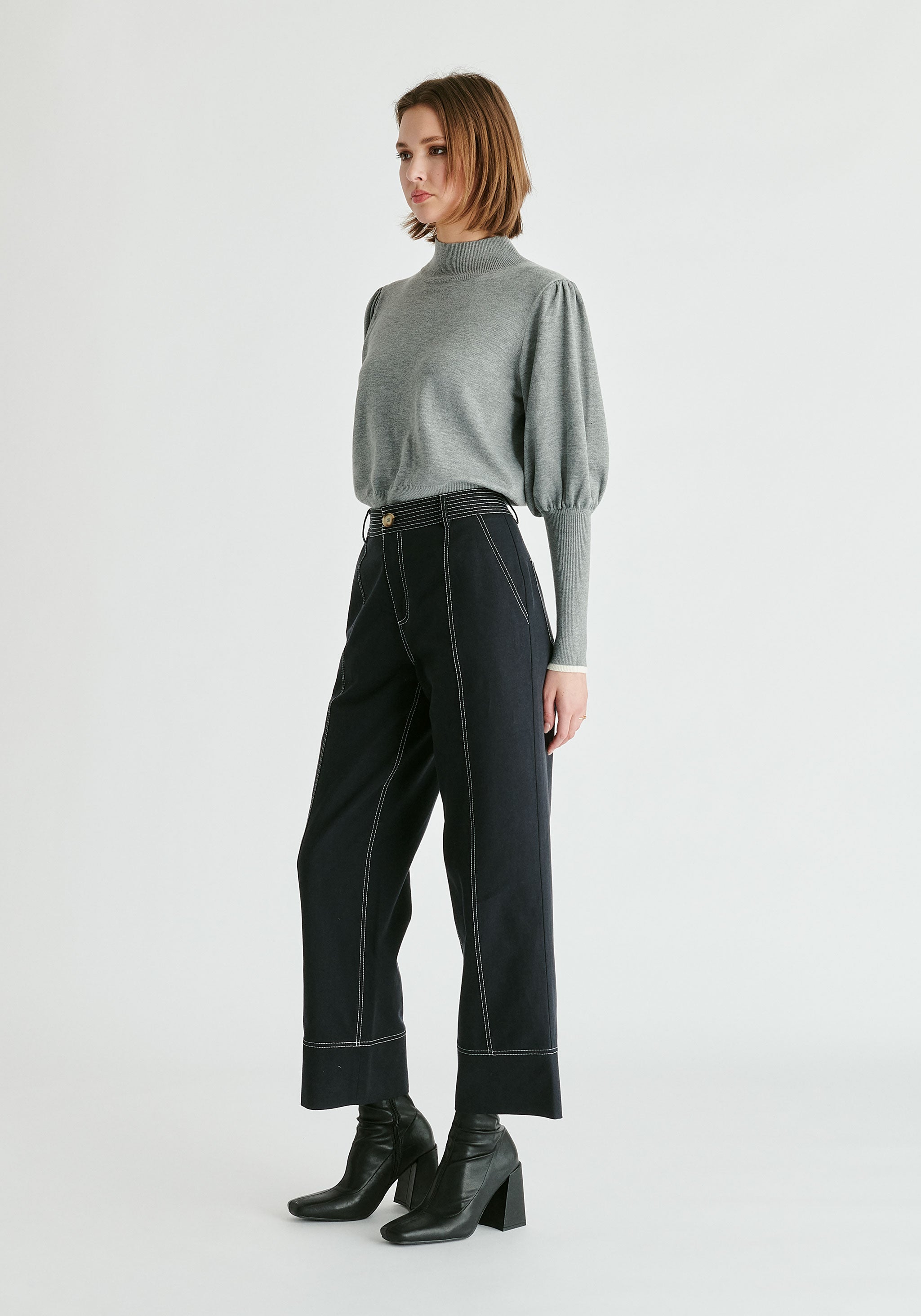 Black Trousers with Contrast Stitching