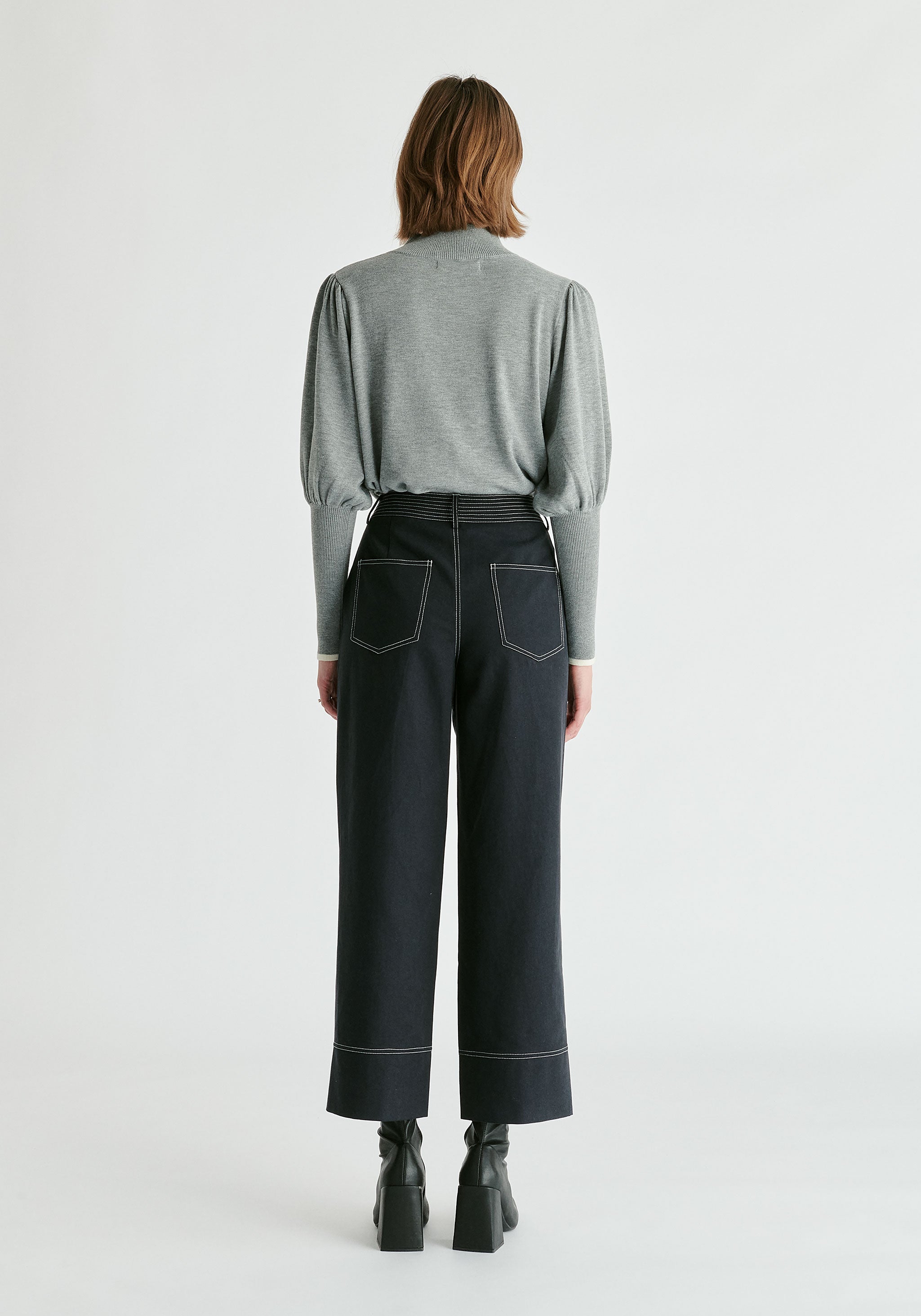 Black Trousers with Contrast Stitching
