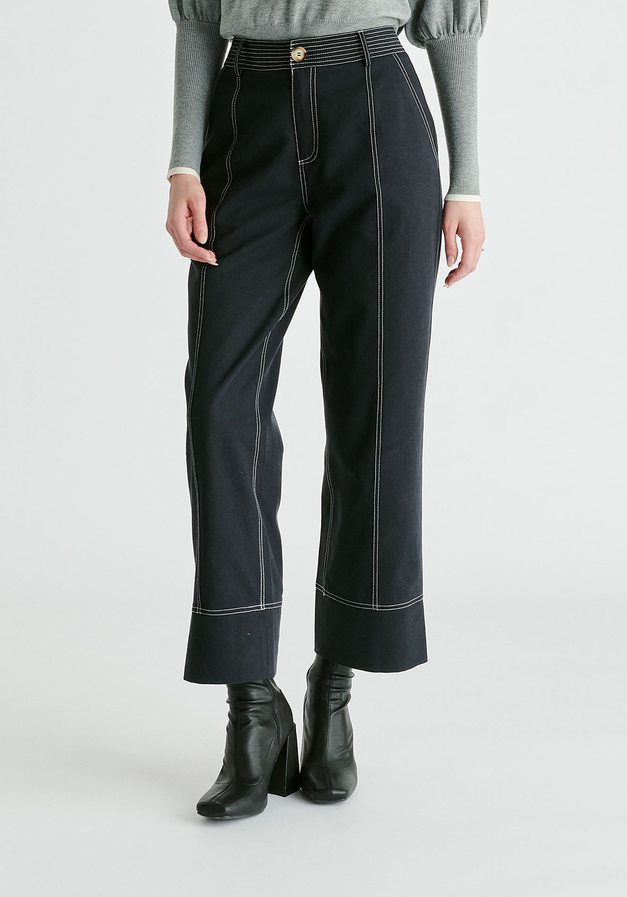Black Trousers with Contrast Stitching