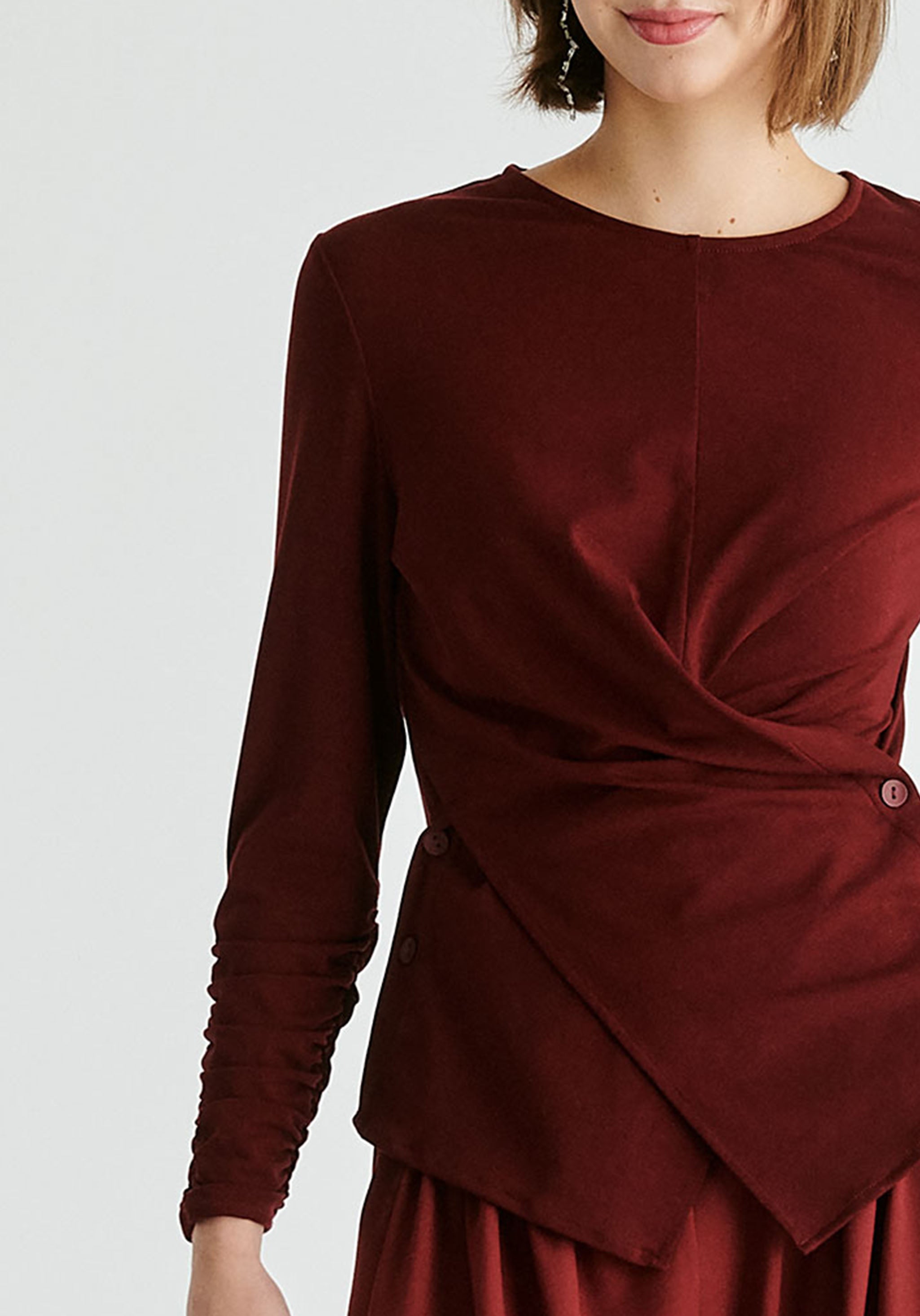 Deep Red Wrapped Button Shirt