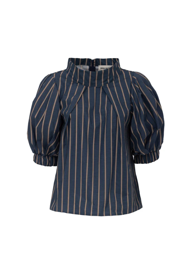 JULIA ALLERT STRIPE BLUE & TAN SHIRT