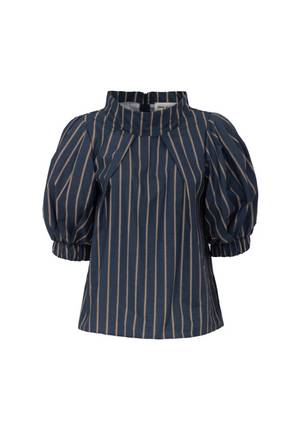 JULIA ALLERT STRIPE BLUE & TAN SHIRT