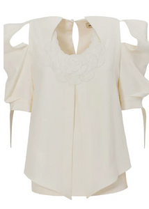 JULIA ALLERT WHITE BLOUSE W/ PUFF SLEEVE