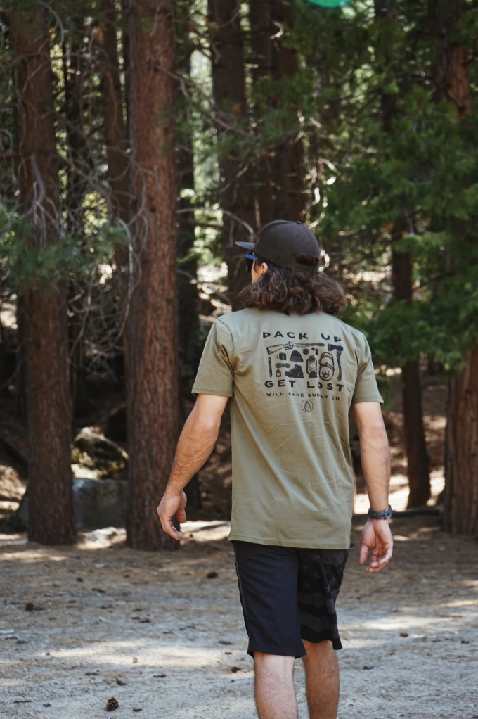 WILD CANE GET LOST OLIVE GREEN GRAPHIC TSHIRT