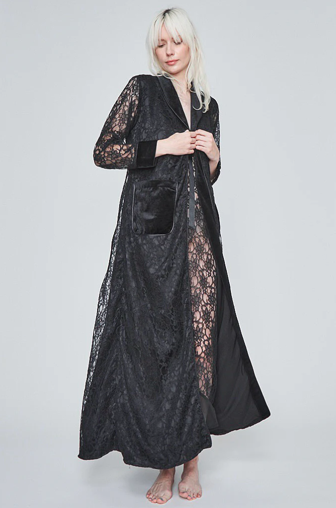 310 COZETTE STREET BLACK VELVET LACE ROBE