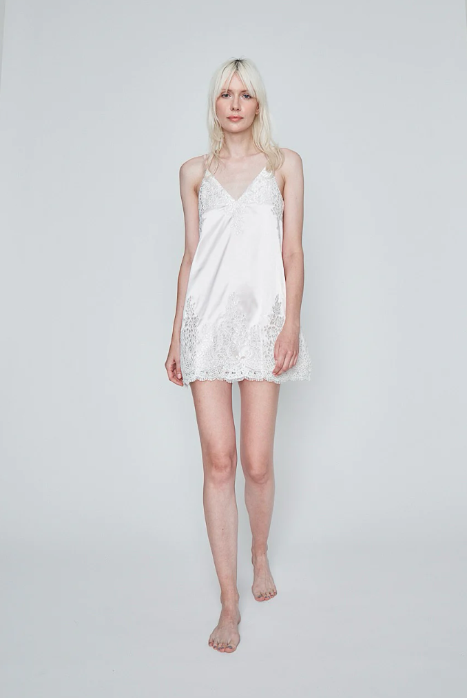 310 COZETTE STREET PINK AND WHITE LACE SLIP DRESS