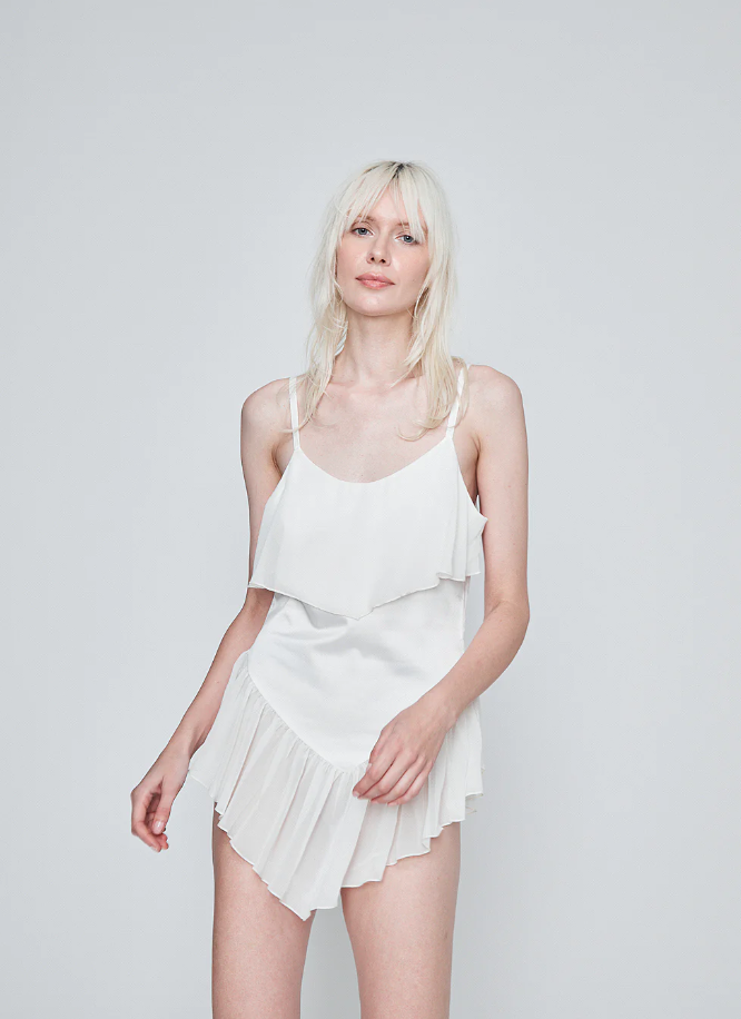 310 COZETTE SHORT WHITE RUFFLE DRESS SLIP