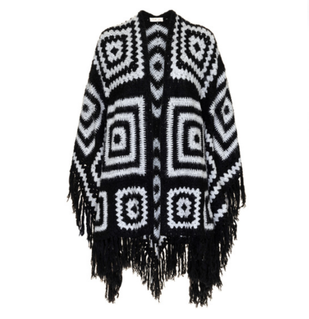 TULLE JOUR PONCHO BLACK/GREY