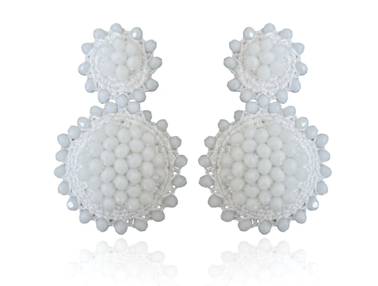 PINAR WHITE BEADED EARRINGS