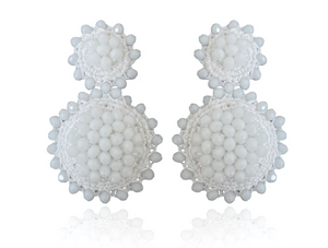 PINAR WHITE BEADED EARRINGS