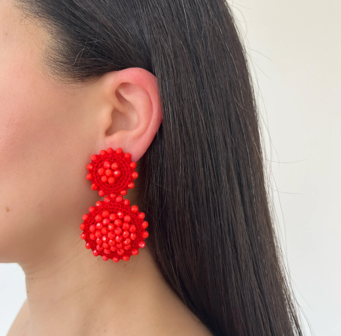 PINAR RED BEADED EARRINGS