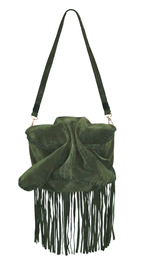 Carlos Falchi Olive Fringed Butterfly